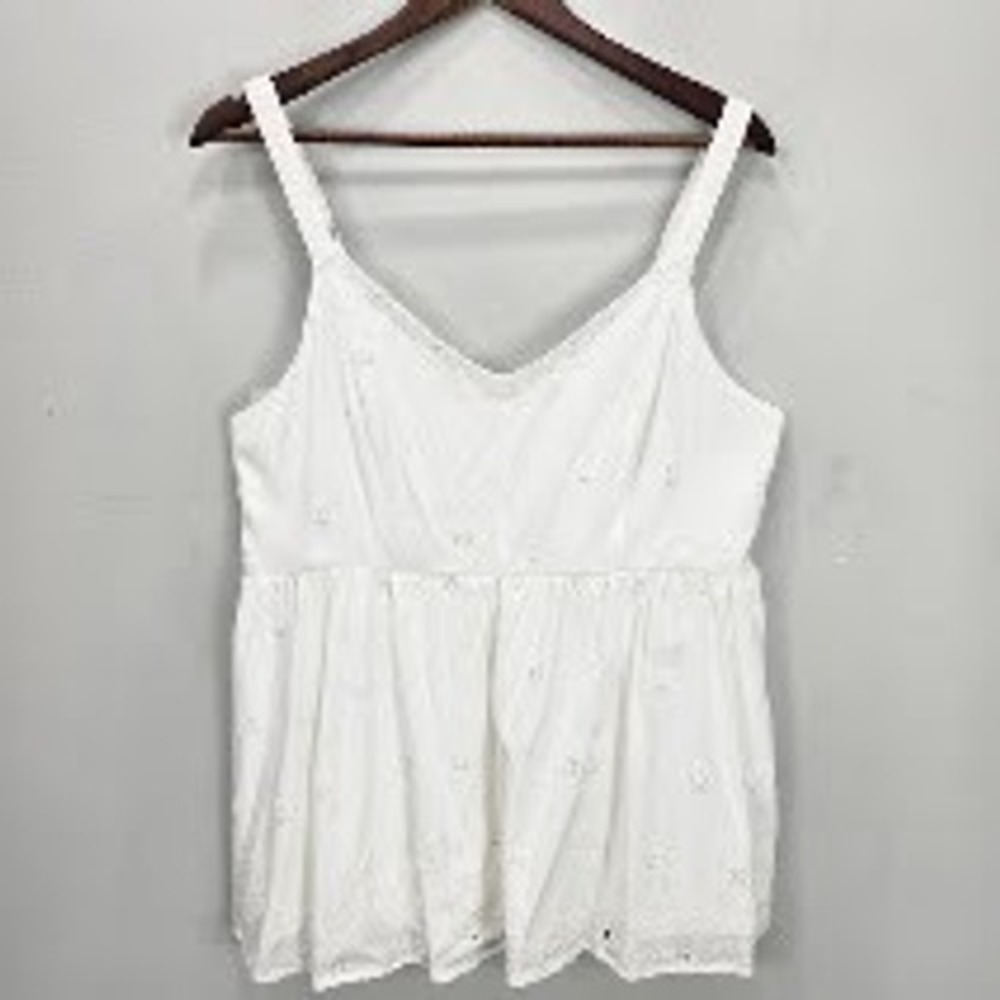 Torrid Eyelet Babydoll Cami Top 00 L Lace Trim Cottage Prairie Boho Angel 2024